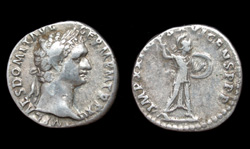 Domitian, Denarius, Minerva Brandishing Spear and Shield reverse